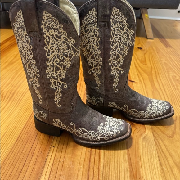 Corral Crater Bone Embroidery Square Toe Cowgirl Cowboy Boots A2663 Womens 6 M - Picture 7 of 15
